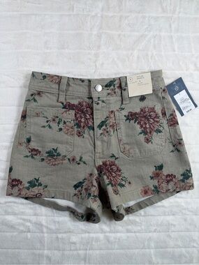 Universal Thread Floral Sailor Shorts High Rise Khaki NWT